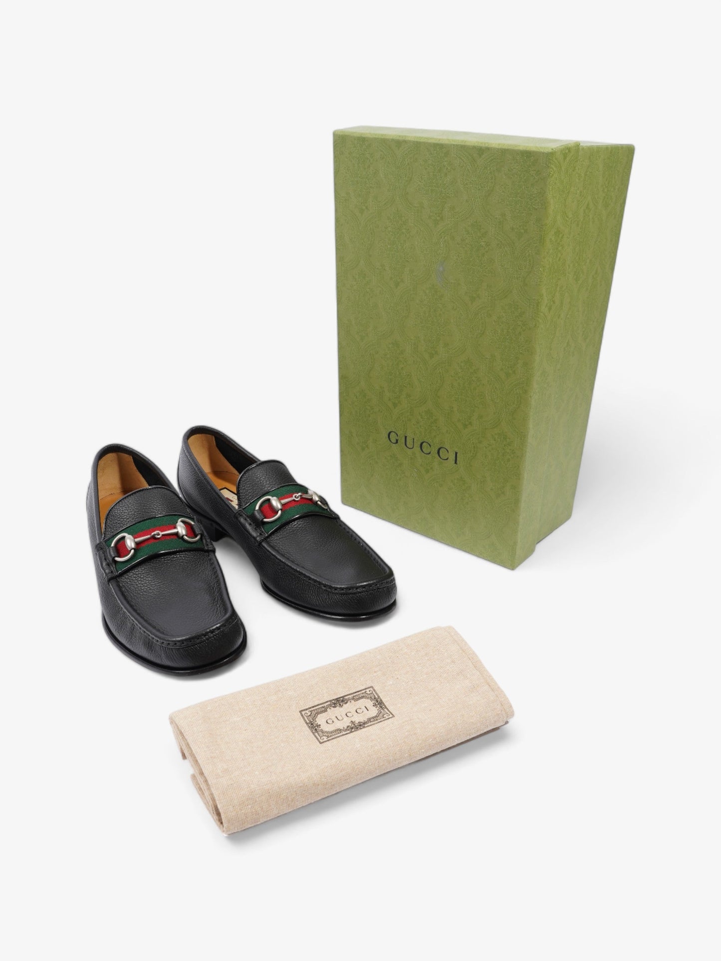 Gucci Horsebit Loafers Black / Green / Red Leather EU 45 UK 11