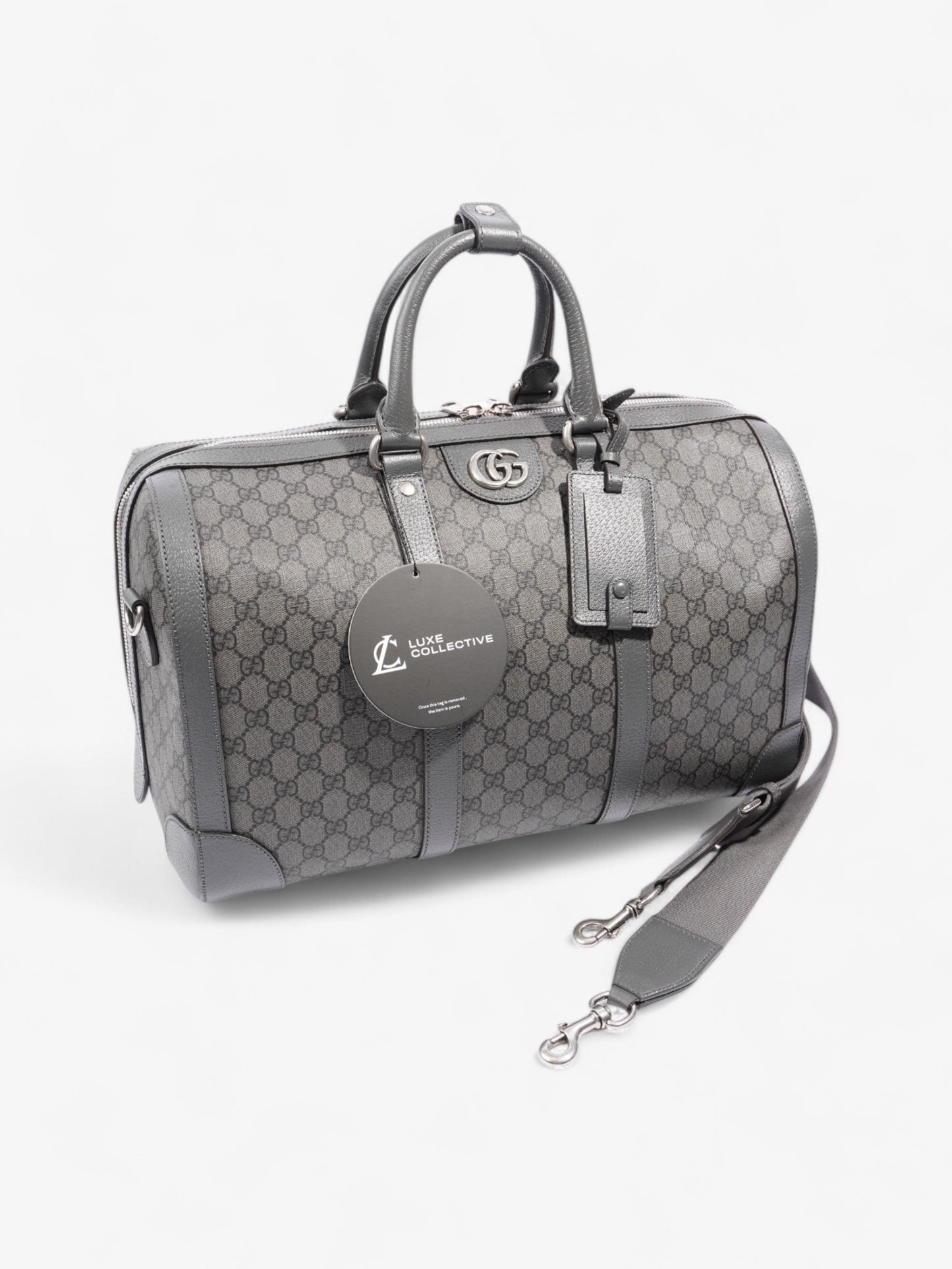 Gucci Ophidia Duffle Bag GG Supreme / Grey Coated Canvas Large