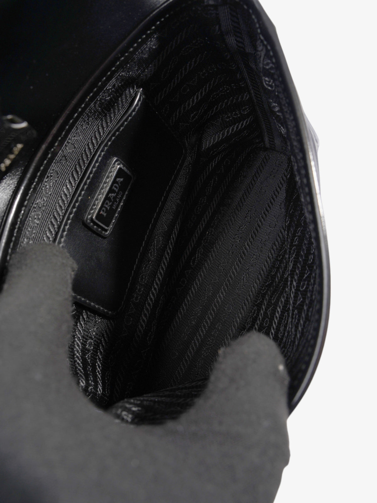 Prada Buckle-Flap Branded Messenger Black Re Nylon