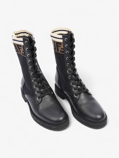 Fendi Rockoko Boots Black / Brown Leather EU 38 UK 5