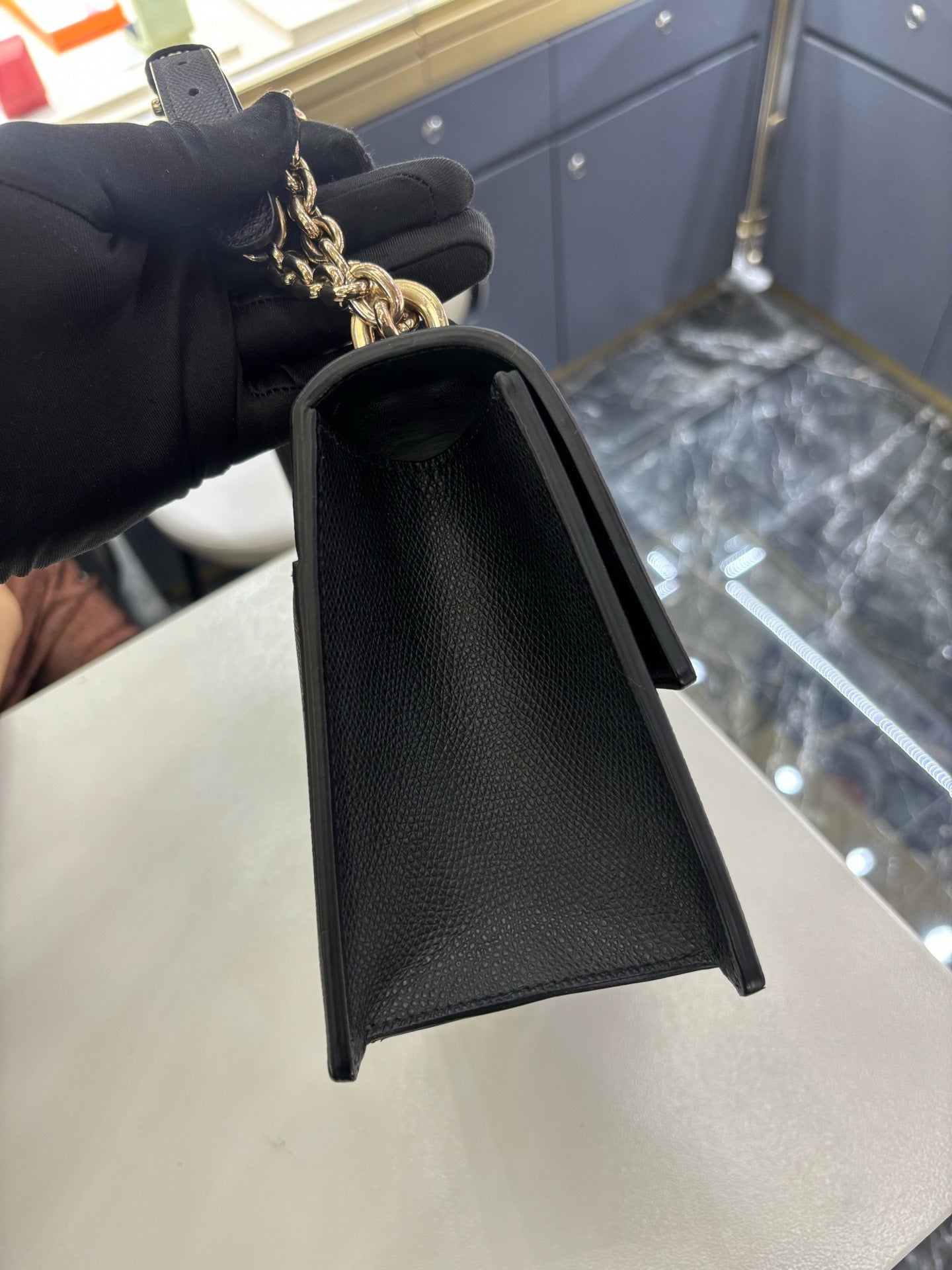 Pre-owned Certified Dior 30 Montaigne East-West Medium in Black Grained Calfskin with Light Golden Hardware, 2020, w/ dust bag, Dior card