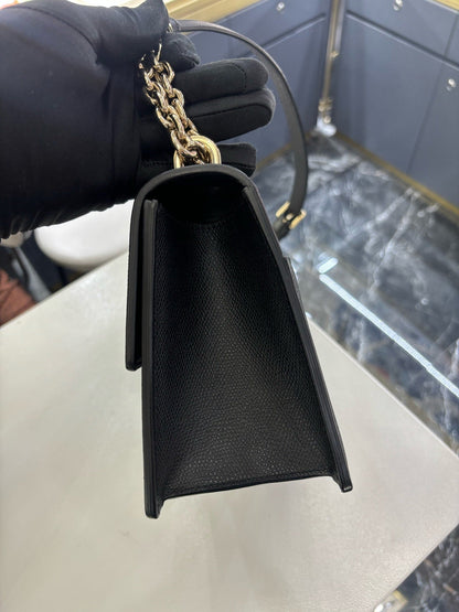 Pre-owned Certified Dior 30 Montaigne East-West Medium in Black Grained Calfskin with Light Golden Hardware, 2020, w/ dust bag, Dior card