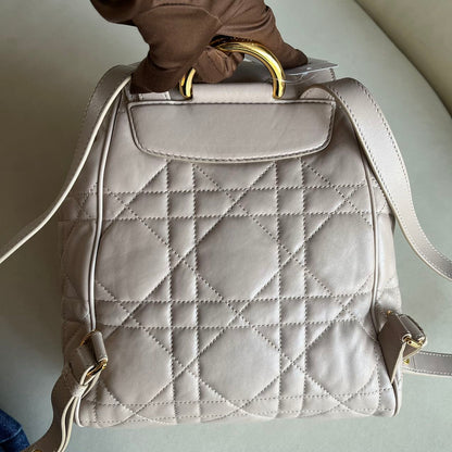 Pre-owned Dior Caro Beige Leather Backpack, 2024, w/ dust bag