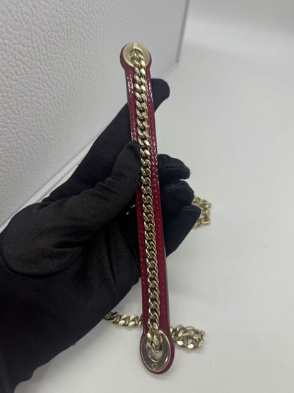 Pre-owned Certified Dior Mini Lady Dior Dark Cherry Red Patent Leather with Golden Hardware, 2020, w/ full set - box, dust bag, chain