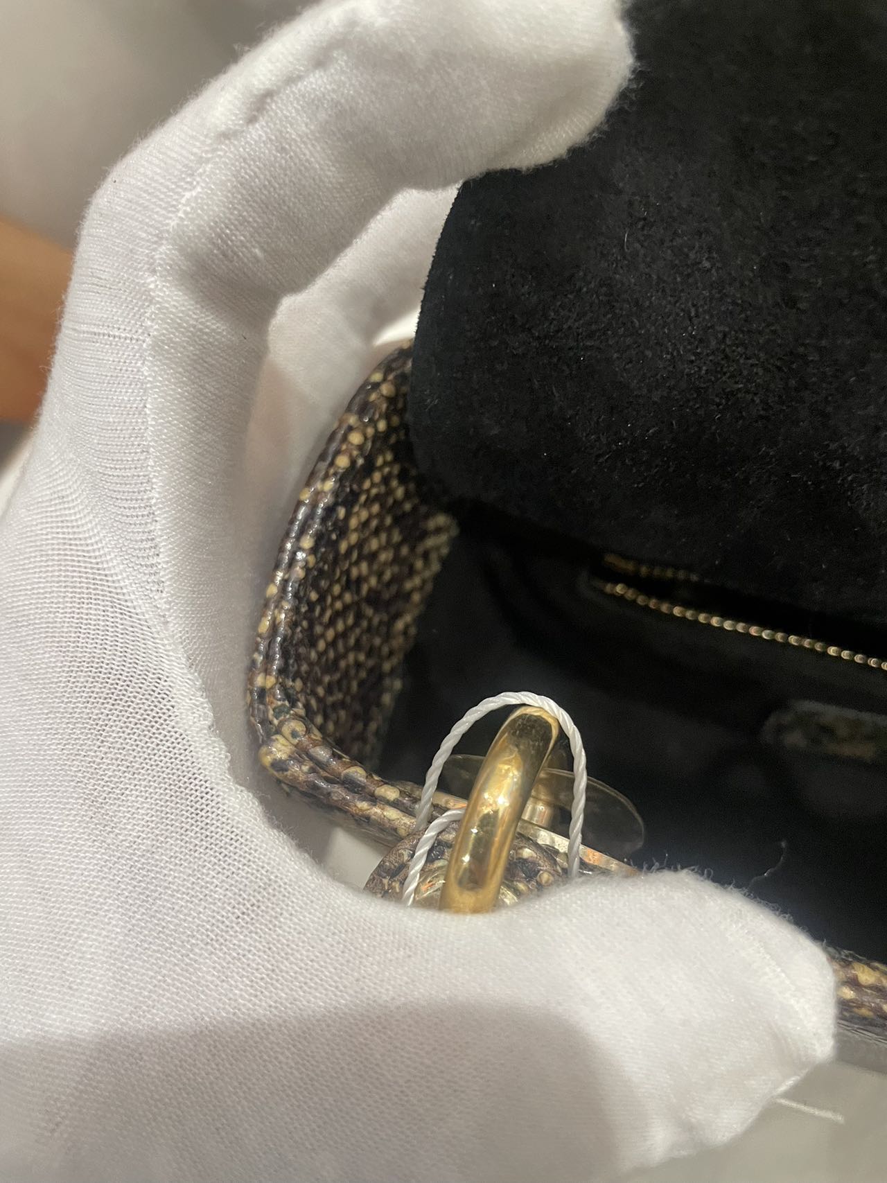 Pre-owned Certified Dior Mini Lady Dior Natural Rare Lizard Skin in Neutral Shades Python Pattern with Golden Hardware, 2017, w/ Full Set