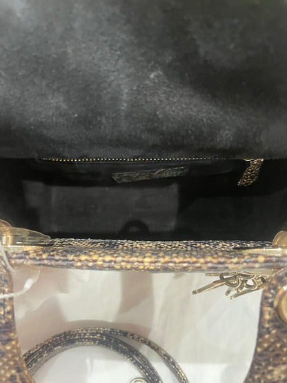 Pre-owned Certified Dior Mini Lady Dior Natural Rare Lizard Skin in Neutral Shades Python Pattern with Golden Hardware, 2017, w/ Full Set