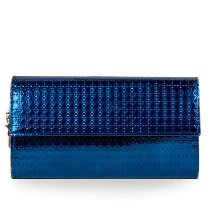 Christian Dior Cannage Metallic Wallet Blue