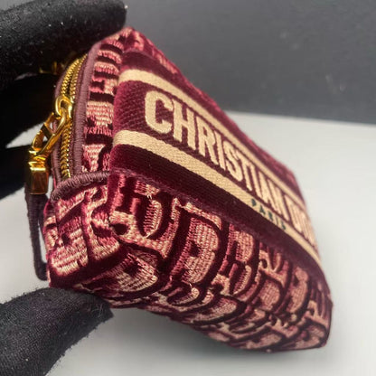 Pre-owned Dior Small Coin Pouch Burgundy Oblique, 2021