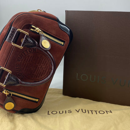 Louis Vuitton Havane brown suede stamped trunk PM Boston speedy