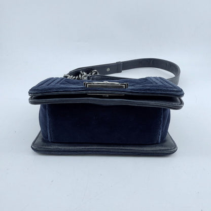 Chanel Navy Blue Velvet Mini Le Boy Bag