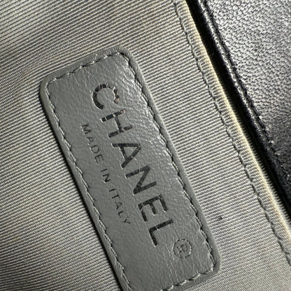 Chanel Medium Black Lambskin Ruthenium Hardware Le Boy Flap Bag