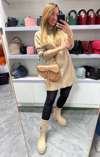 Pre-owned Certified Dior Saddle in Golden Brown Grained Calfskin with Golden Hardware, 2020, w/ dust bag