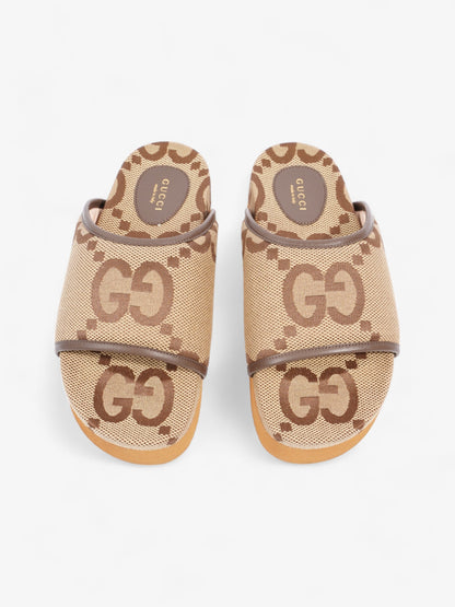 Gucci GG Platform Slides Beige And Ebony GG Supreme Canvas EU 38 UK 5