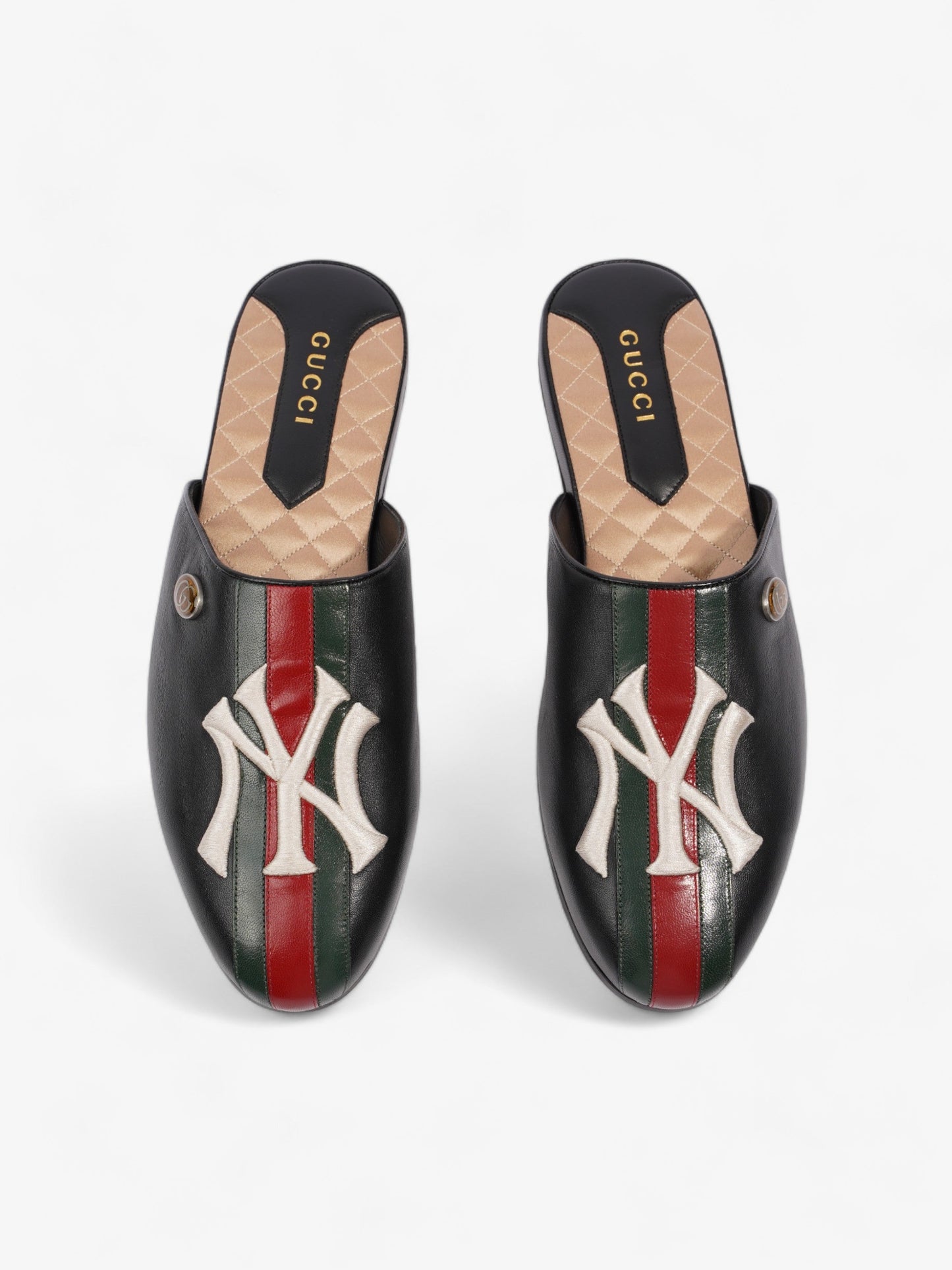Gucci GG Yankees Loafers Black / Green / Red Leather EU 43 UK 9