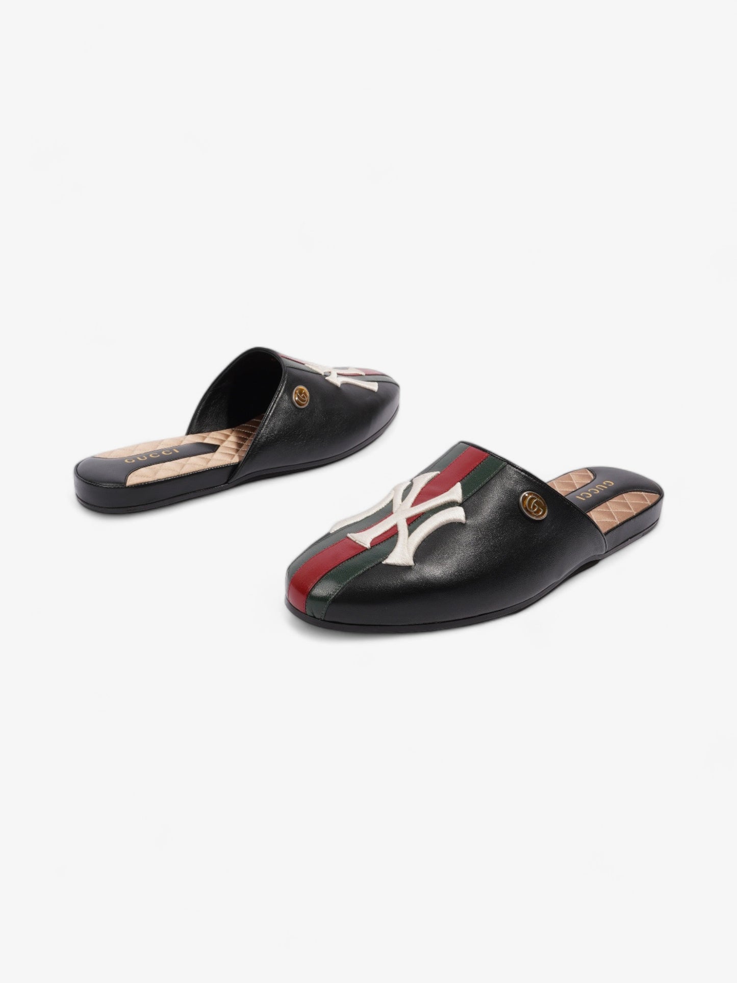 Gucci GG Yankees Loafers Black / Green / Red Leather EU 43 UK 9