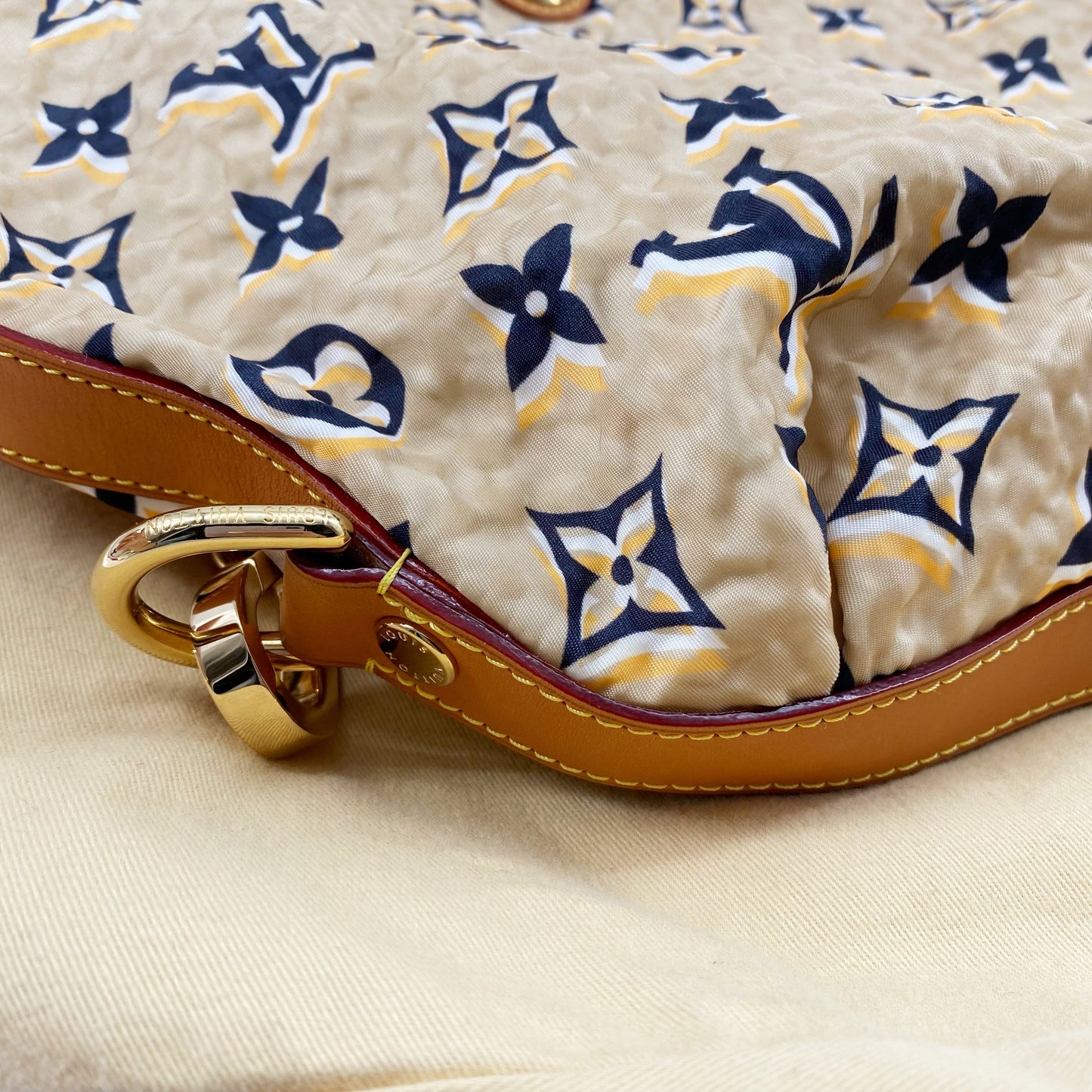 LOUIS VUITTON Limited Edition Tan Nylon Monogram Bulles PM Bag