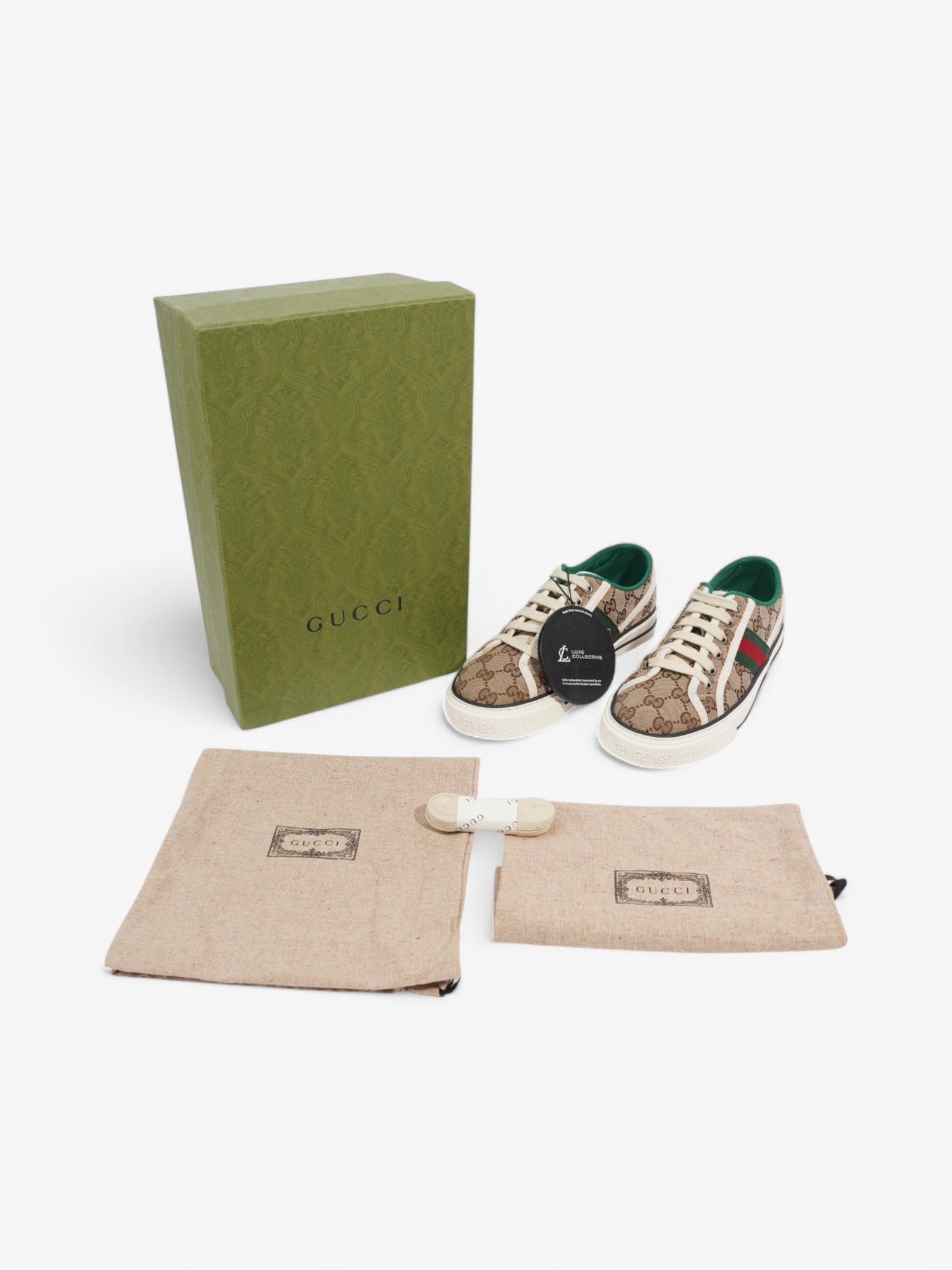 Gucci Tennis1977 Beige  / Green / Red Canvas EU 37.5 UK 4.5