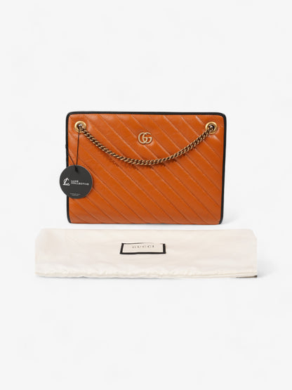 Gucci GG Marmont Accordion Shoulder Bag Orange / Black Matelasse Leather Medium