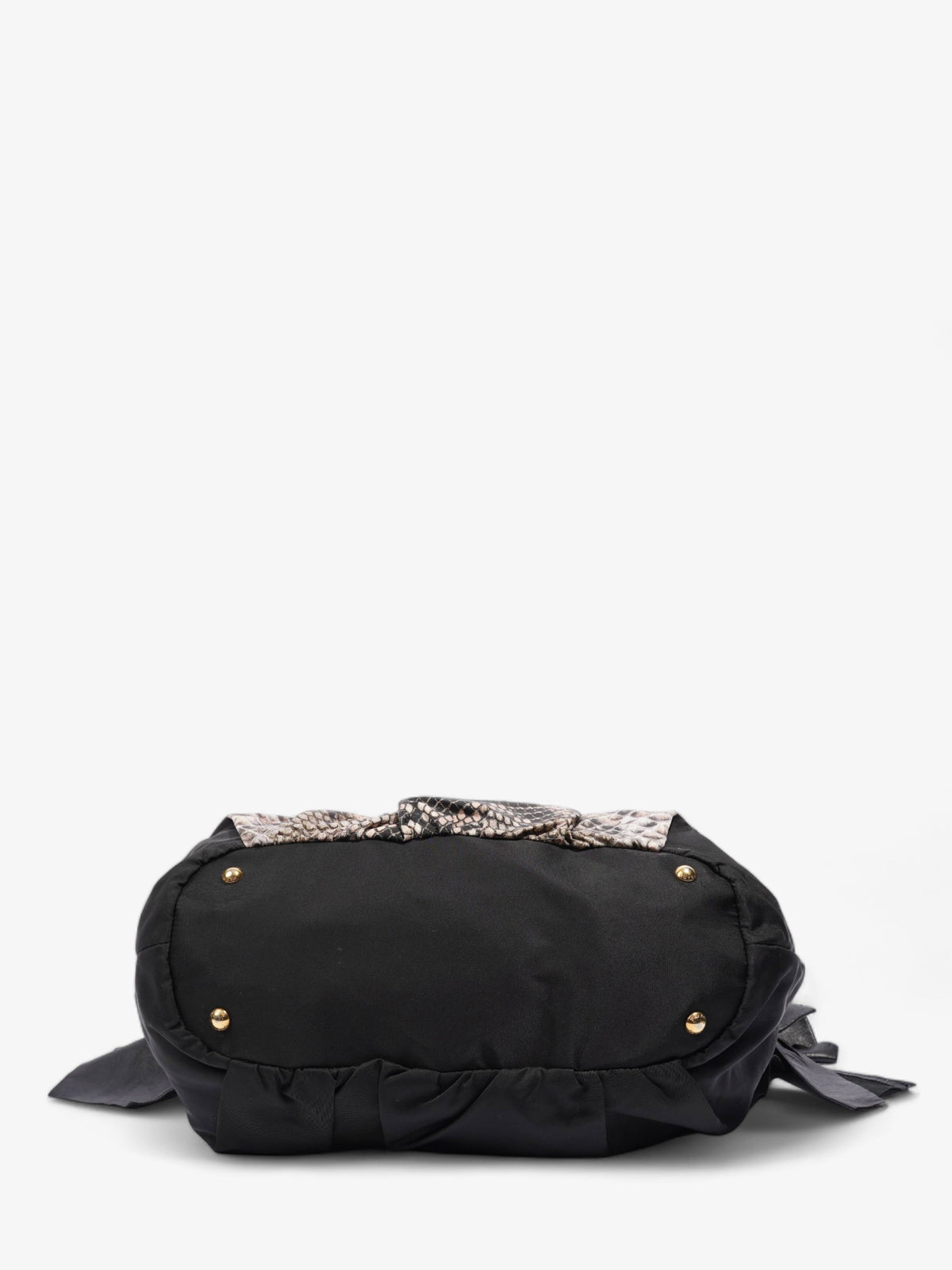Prada Python Print Bow Detail Black / Pink / Beige Nylon