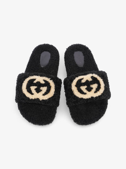 Gucci Interlocking G Slides Black / Butterscotch Shearling EU 37 UK 4