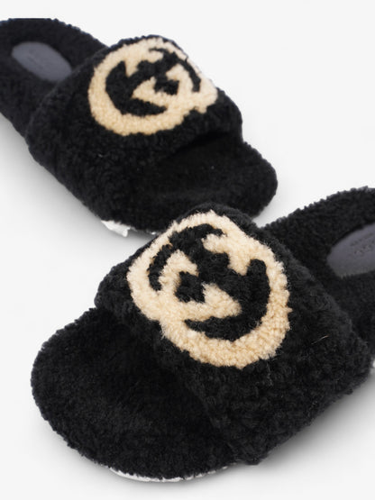 Gucci Interlocking G Slides Black / Butterscotch Shearling EU 37 UK 4