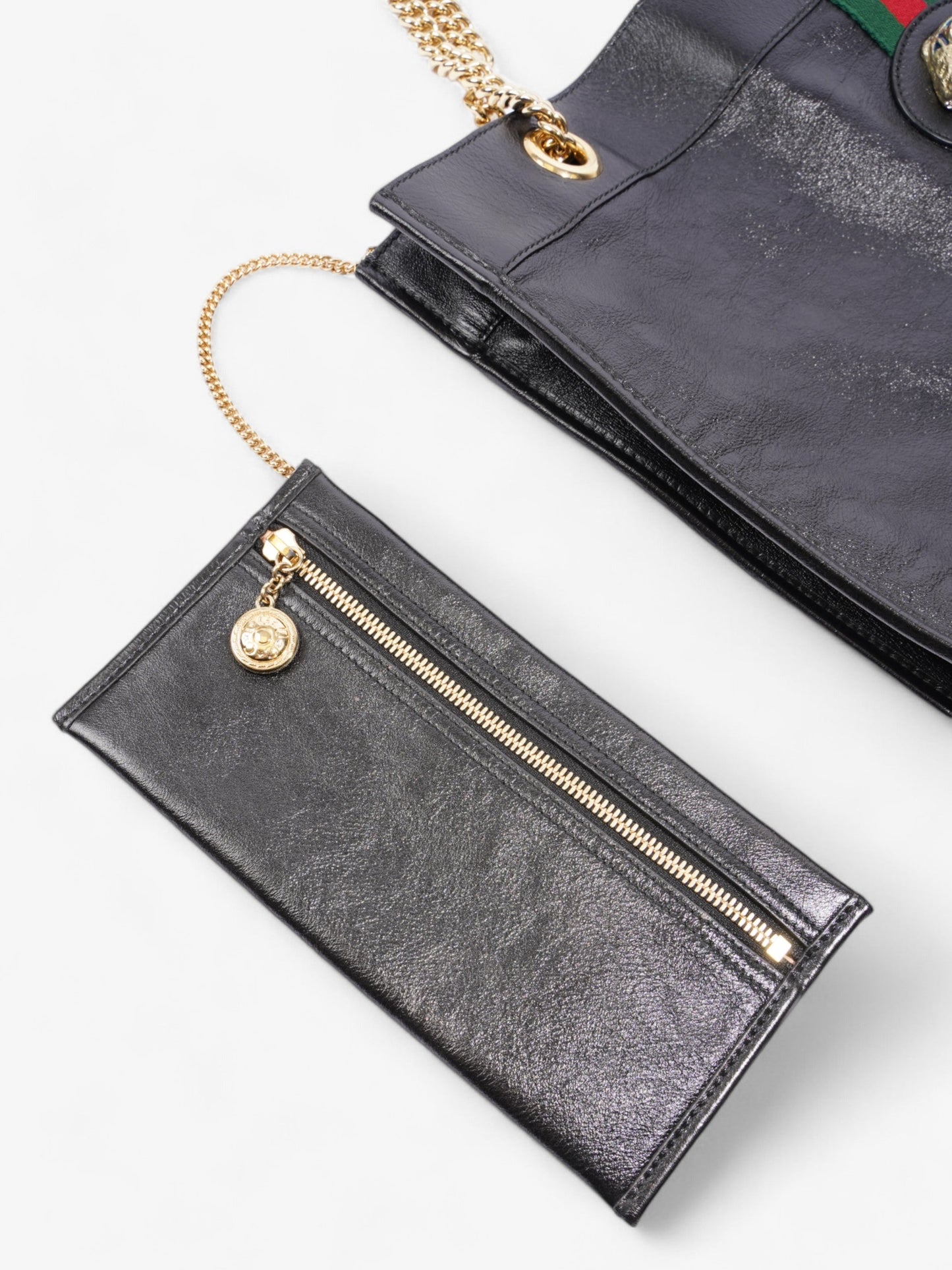 Gucci Rajah Chain Tote Black / Green / Red Leather Large