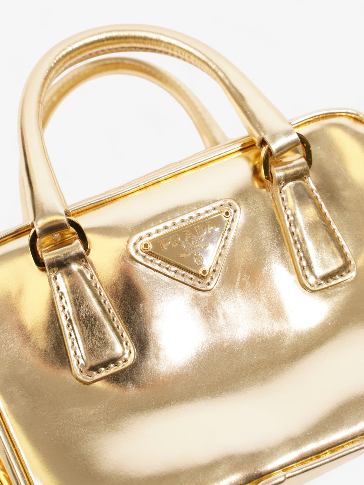 Prada Vitello Handbag Gold Leather Mini