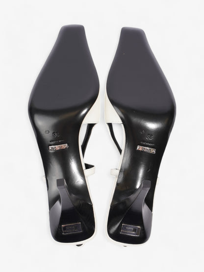 Gucci Slingback Pumps 75mm White / Black Leather EU 38 UK 5