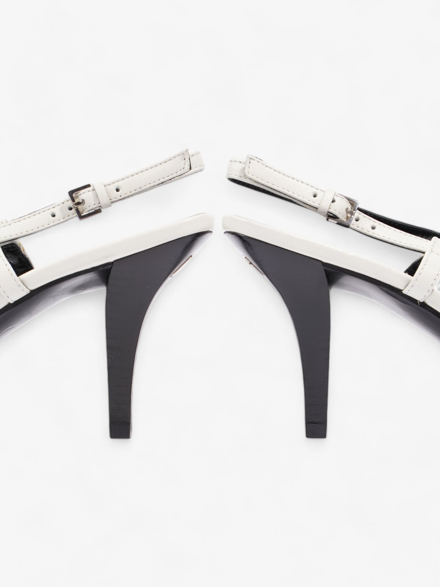 Gucci Slingback Pumps 75mm White / Black Leather EU 38 UK 5