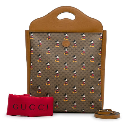 Brown Gucci X Disney Micro GG Mickey Mouse Top Handle Tote Bag Satchel
