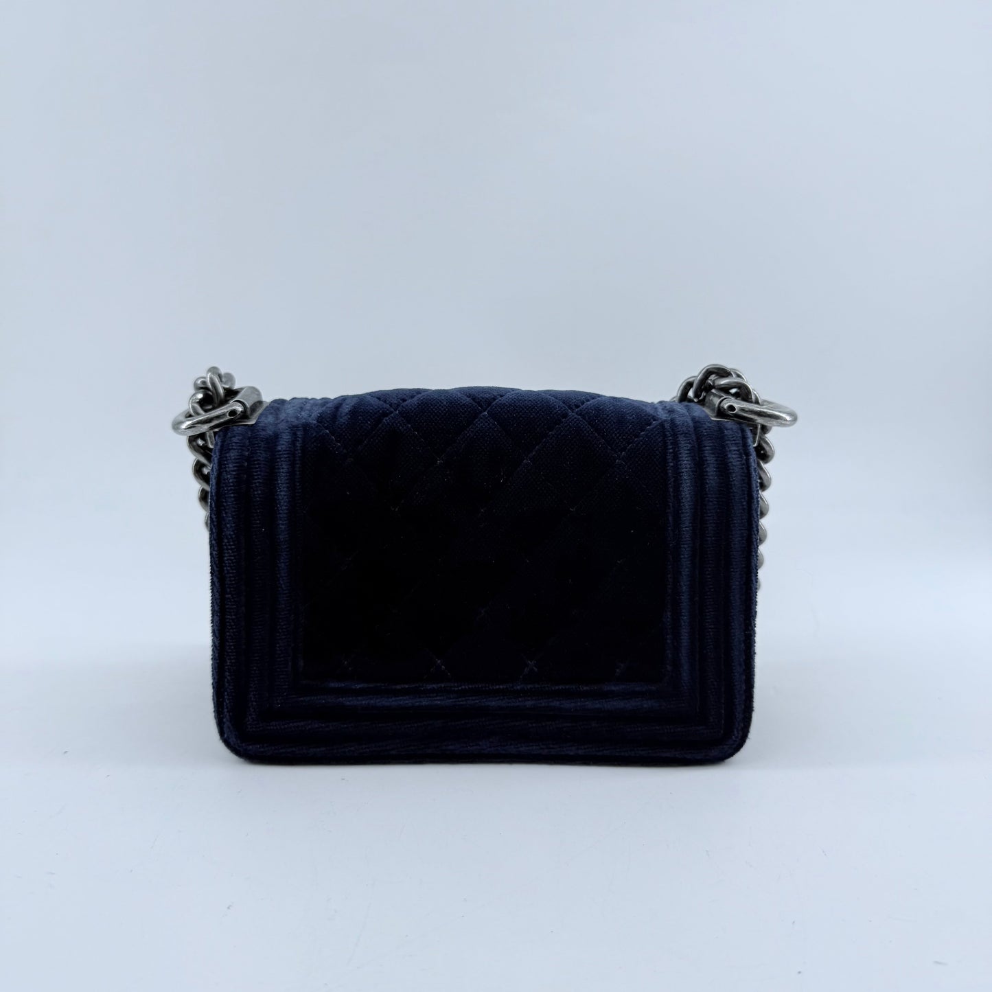 Chanel Navy Blue Velvet Mini Le Boy Bag