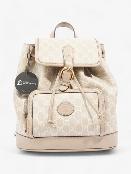 Gucci Interlocking G Backpack Beige And White GG Supreme Coated Canvas Small