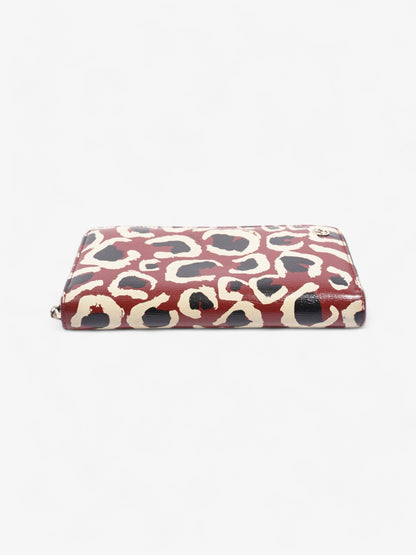 Gucci Leopard Print Zip Around Wallet Red / Black Calfskin Leather