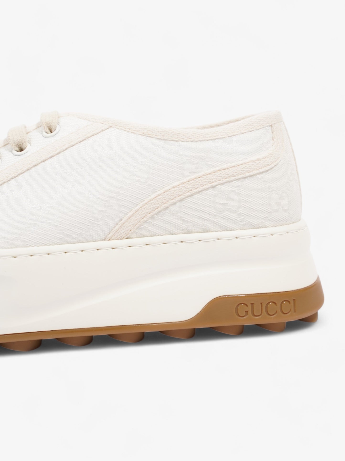 Gucci GG Tennis 1977 Platform Sneakers White  / Cream Canvas EU 41 UK 7