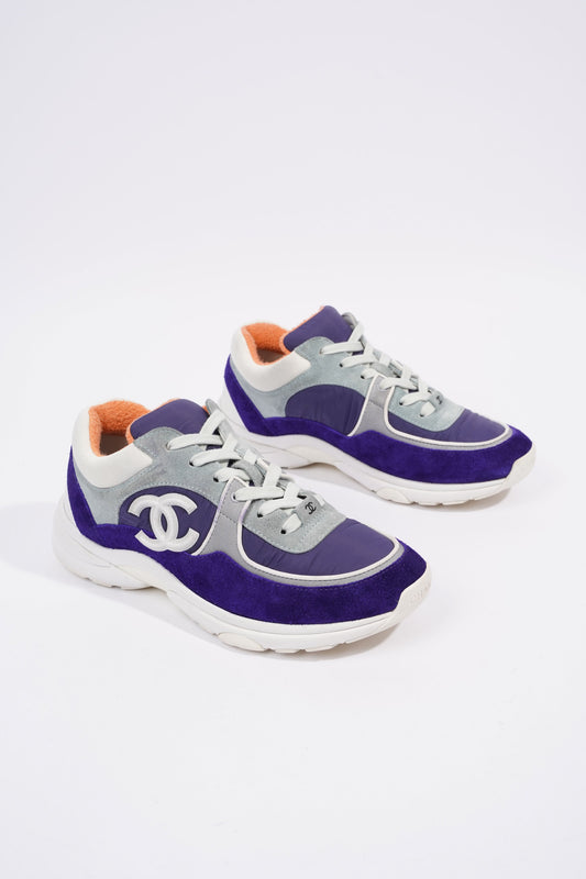 Chanel CC Logo Sneaker Blue   White Nylon EU 39.5 UK 6.5