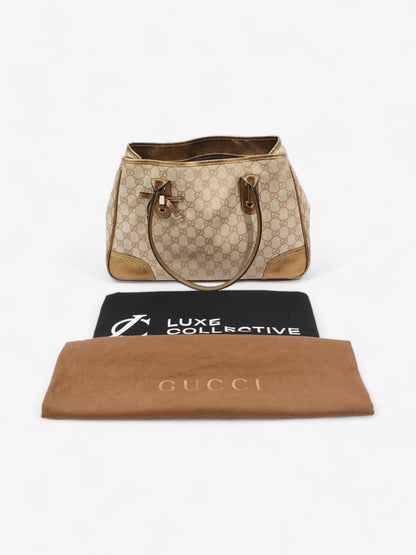 Gucci Princy Tote Beige And Ebony GG Supreme / Gold Canvas Medium