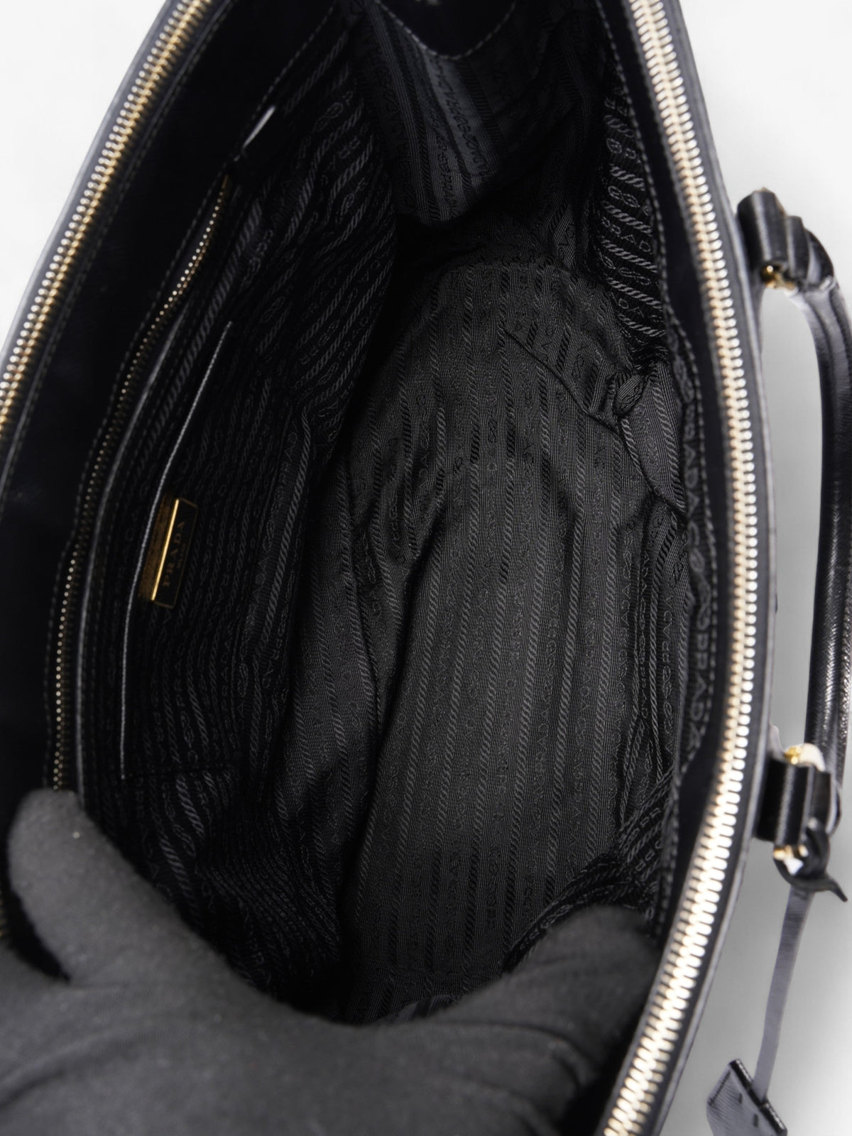 Prada Galleria Double Zip Tote Black Saffiano Leather