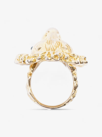 Gucci Lion Head Ring Gold / Green Base Metal L