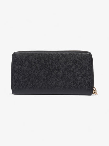 Gucci Soho Interlocking G Tassel Round Long Wallet Black / Light Gold Leather