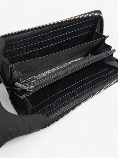 Gucci Soho Interlocking G Tassel Round Long Wallet Black / Light Gold Leather