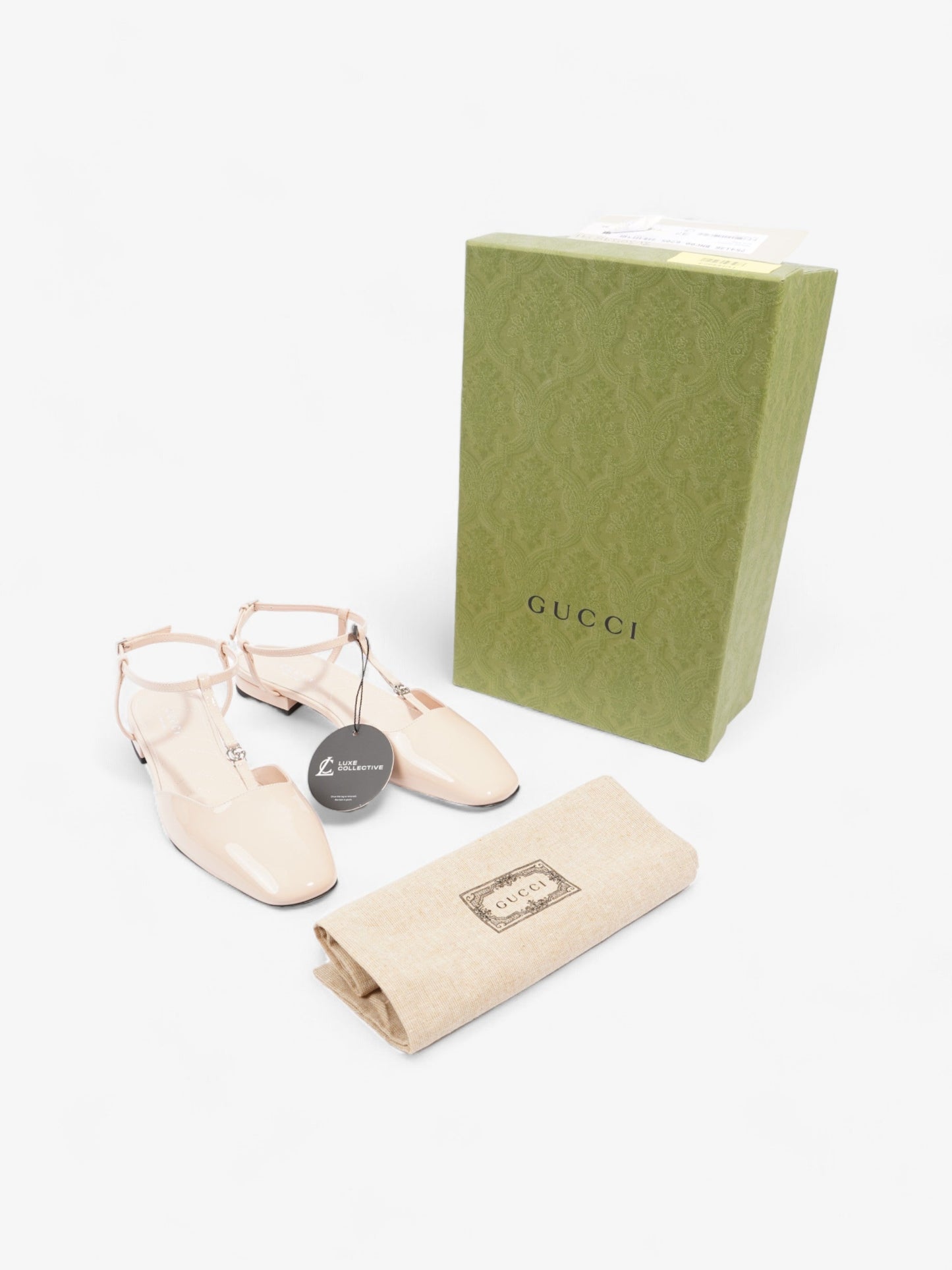 Gucci GG Slingback Pumps  Nude Patent Leather EU 37 UK 4