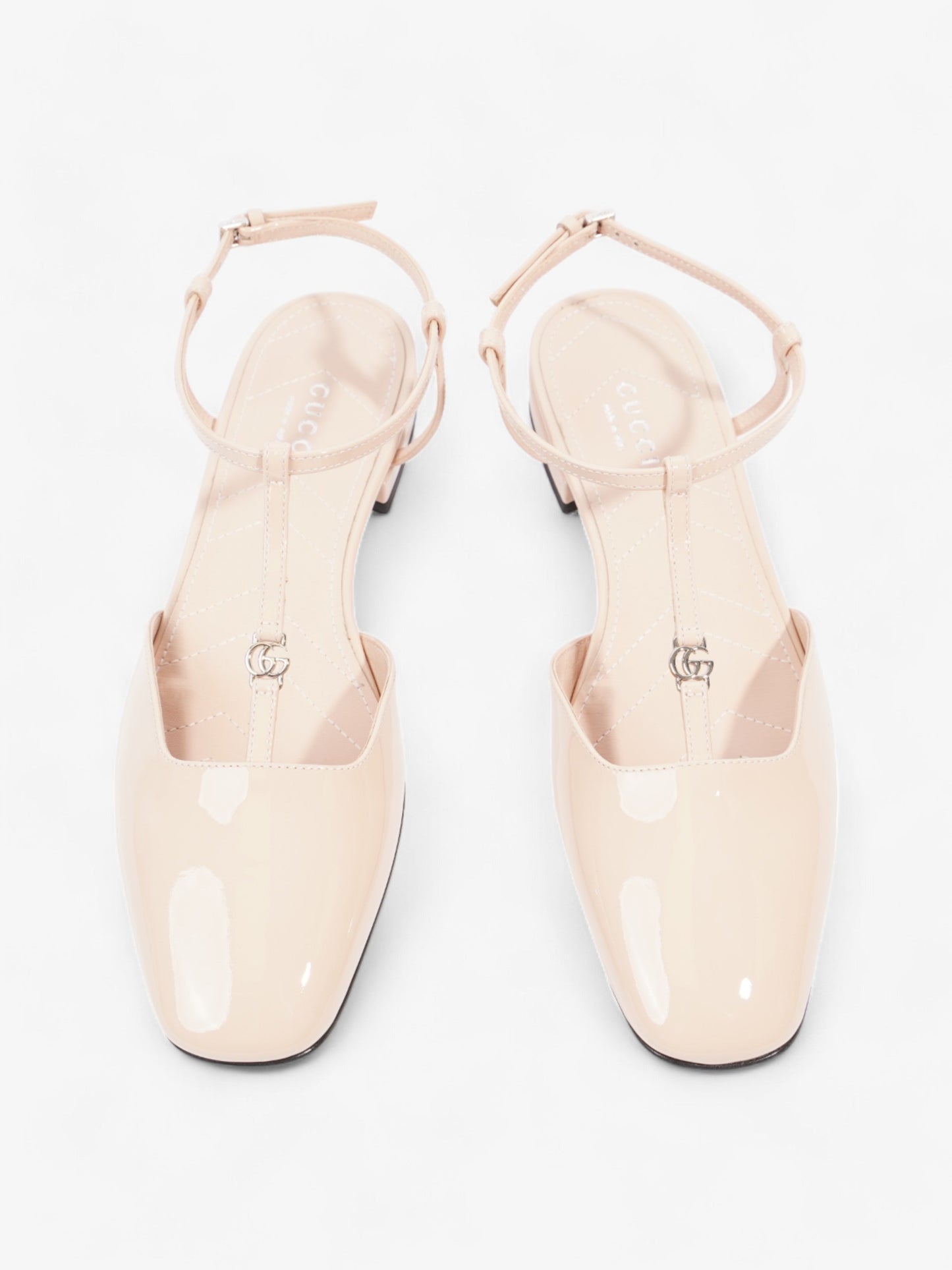 Gucci GG Slingback Pumps  Nude Patent Leather EU 37 UK 4