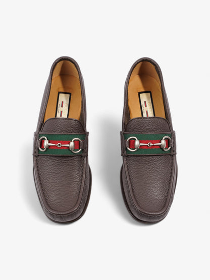 Gucci Horsebit Loafers Brown / Green / Red Leather EU 40.5 UK 6.5
