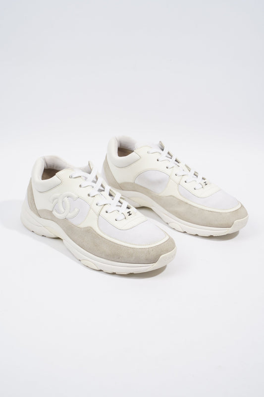 Chanel CC Logo Sneaker White Suede EU 44 UK 10