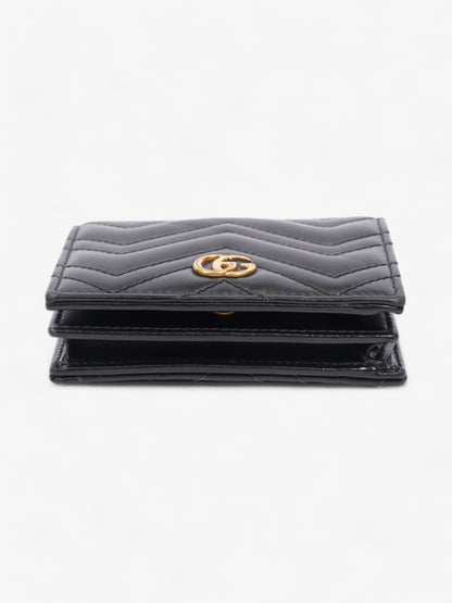 Gucci GG Marmont Card Case Wallet Black / Gold Matelasse Leather