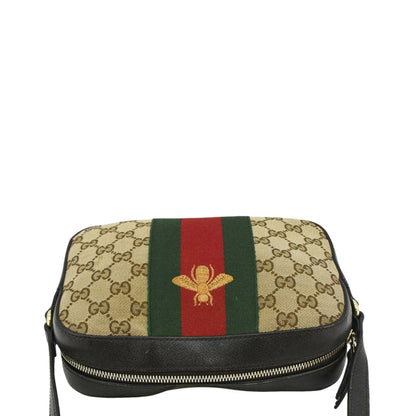 GUCCI Bee Web GG Canvas Camera Crossbody Bag Beige 412008