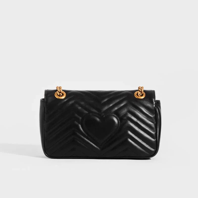 GUCCI GG Marmont Small Matelassé Shoulder Bag in Black