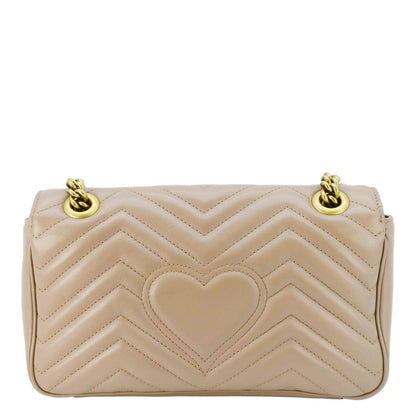 GUCCI GG Marmont Small Diagonal Matelasse Leather Crossbody Bag Porcelain Rose 443497