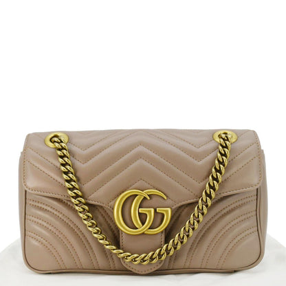 GUCCI GG Marmont Small Diagonal Matelasse Leather Crossbody Bag Porcelain Rose 443497