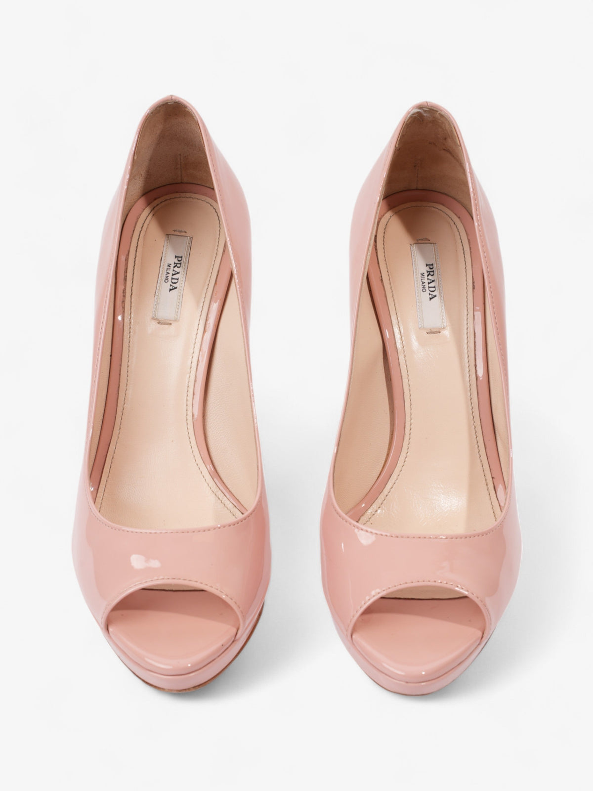 Prada Peep Toe Heels 100 Pink Patent Leather EU 40.5 UK 7.5
